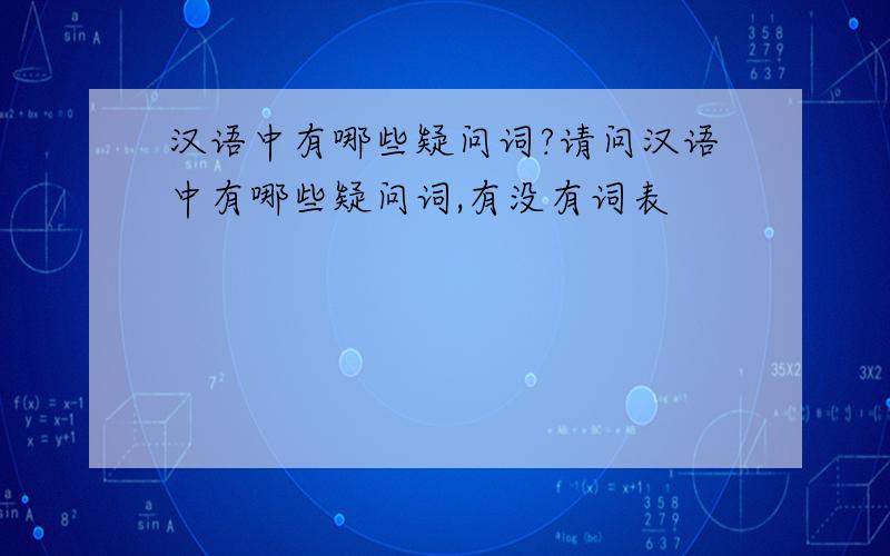 汉语中有哪些疑问词?请问汉语中有哪些疑问词,有没有词表