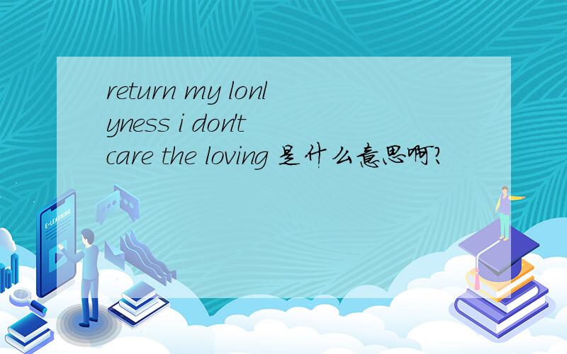 return my lonlyness i don't care the loving 是什么意思啊?