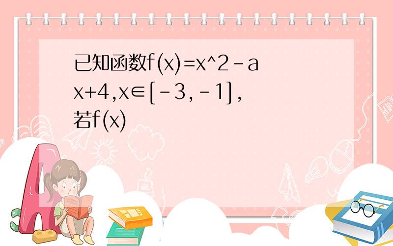 已知函数f(x)=x^2-ax+4,x∈[-3,-1],若f(x)